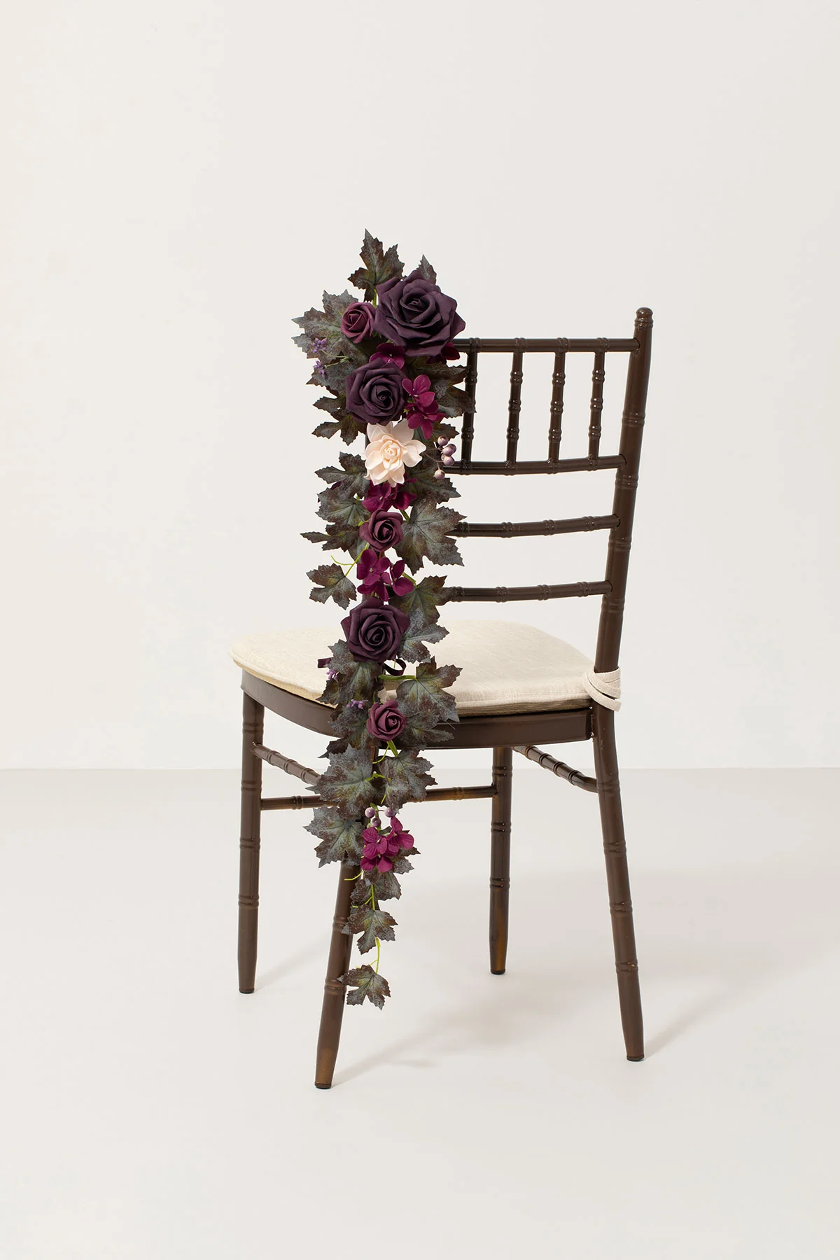 Wedding Hanging Chair Back Decoration in Plum Velvet Wedding | Clearance