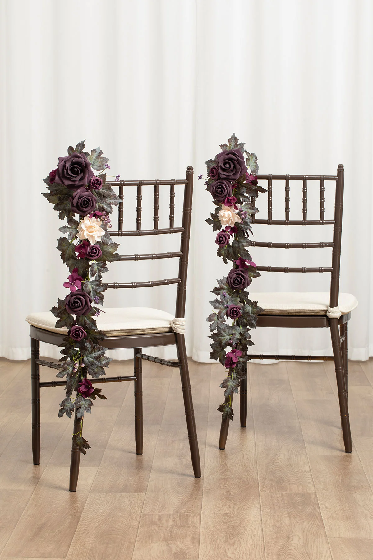 Wedding Hanging Chair Back Decoration in Plum Velvet Wedding | Clearance - Image 2