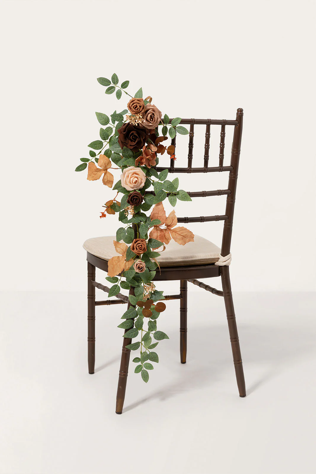 Wedding Hanging Chair Back Decoration in Walnut Brown & Sand Beige