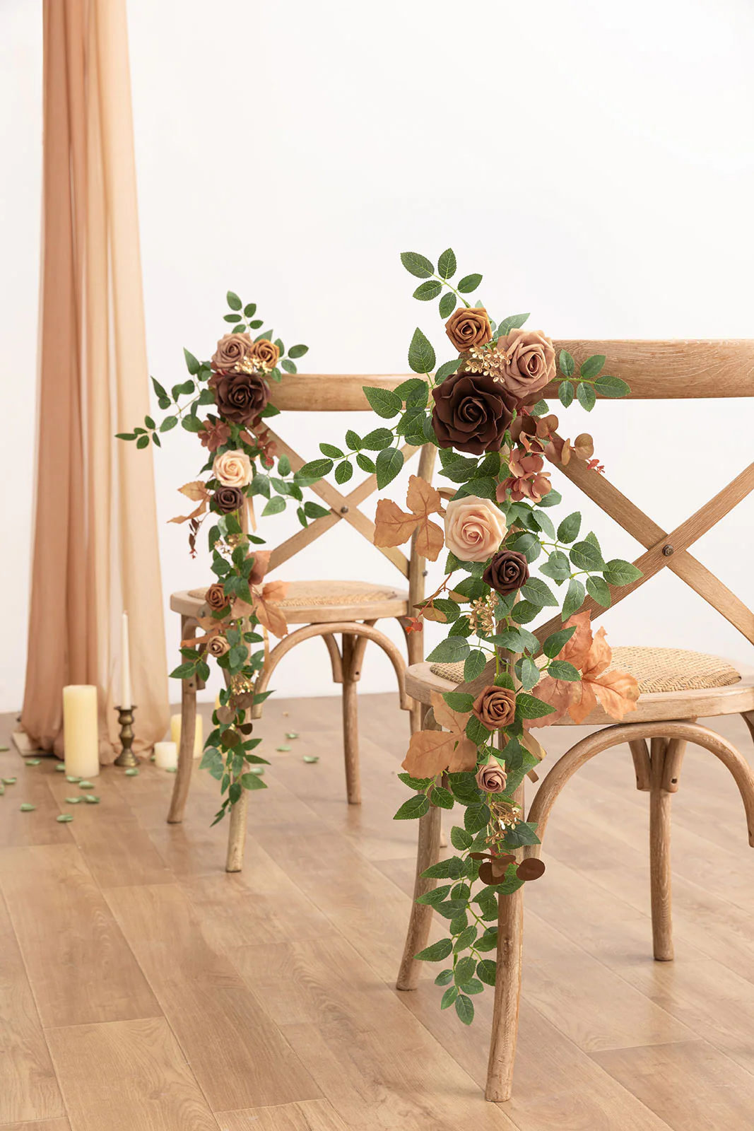Wedding Hanging Chair Back Decoration in Walnut Brown & Sand Beige - Image 2