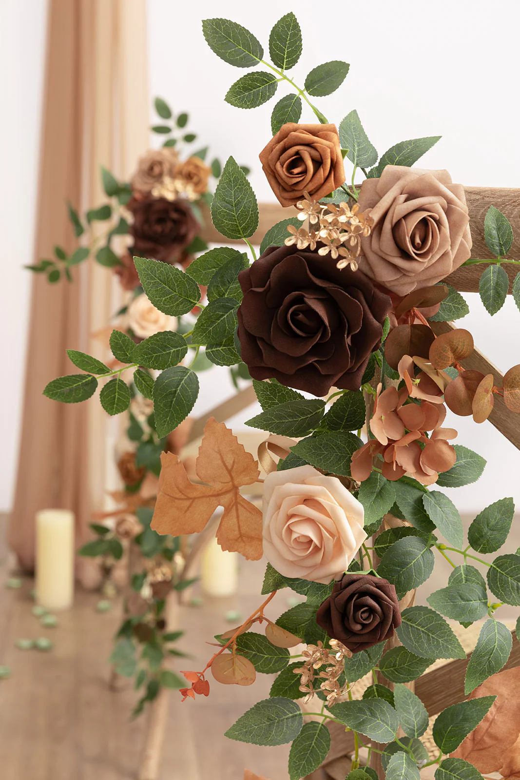 Wedding Hanging Chair Back Decoration in Walnut Brown & Sand Beige - Image 3