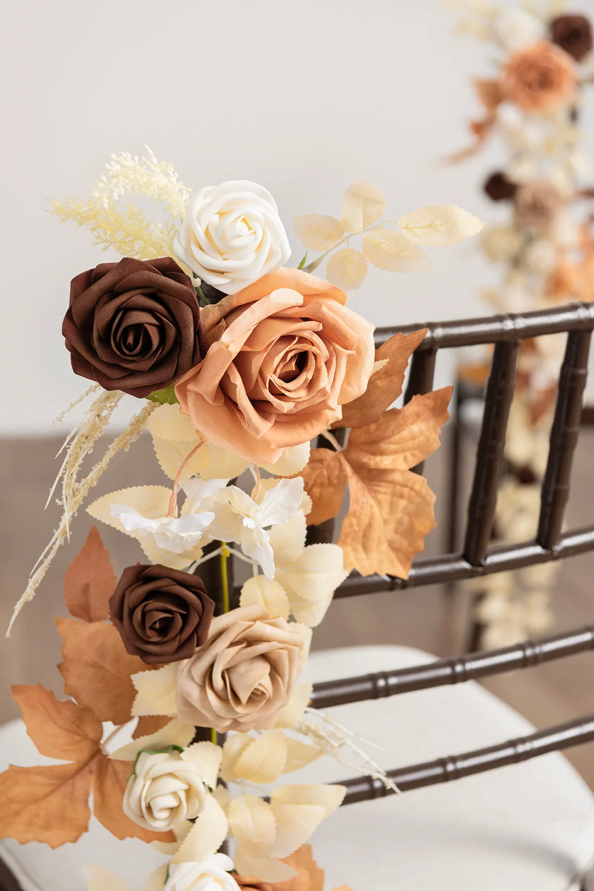 Wedding Hanging Chair Back Decoration in Walnut Brown & Sand Beige | Clearance - Image 3