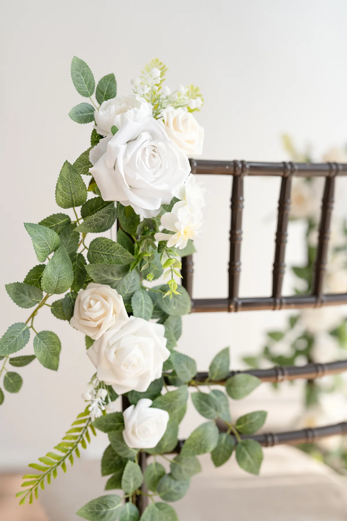 Wedding Hanging Chair Back Decoration in White & Sage - Image 3