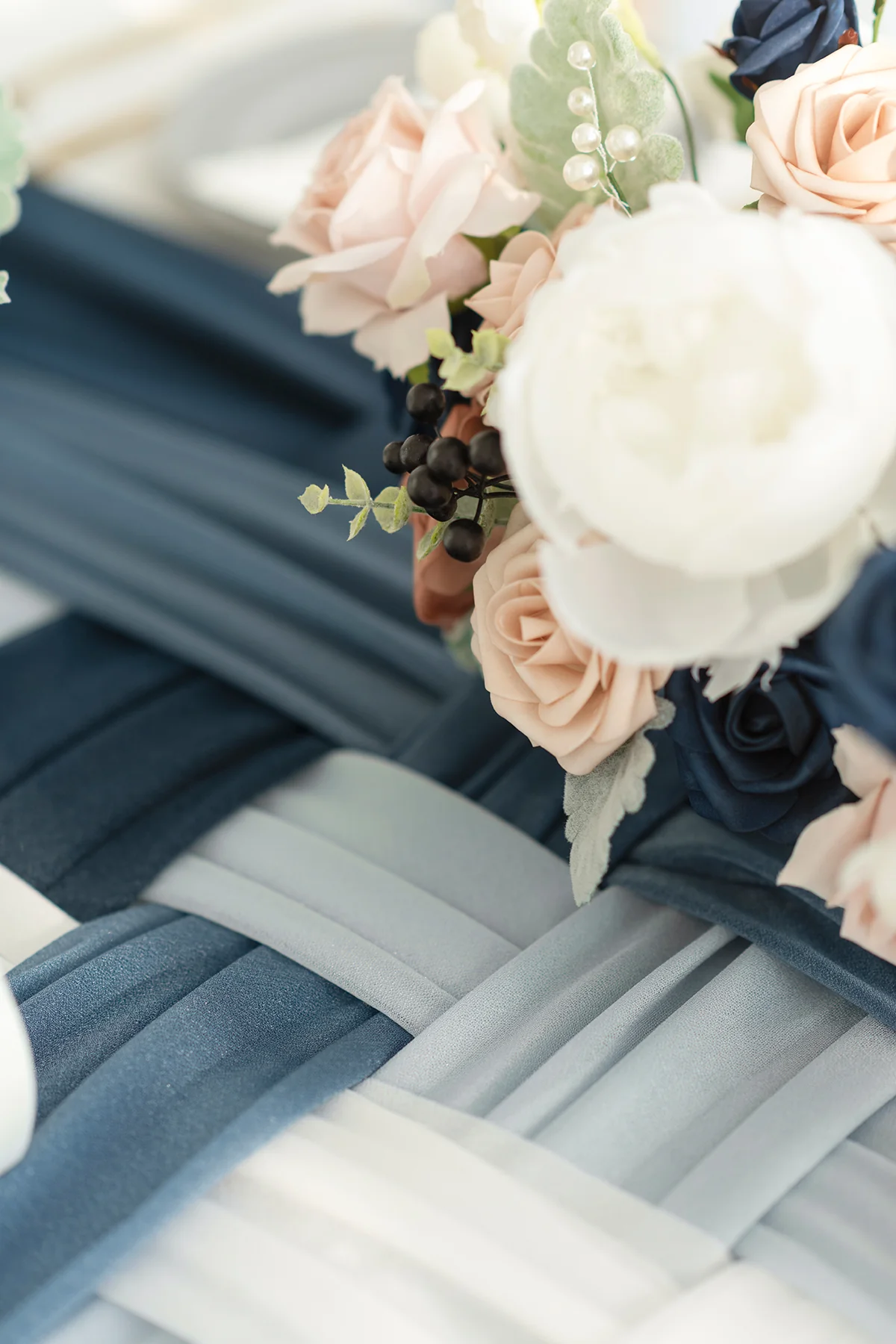 Table Linens in Dusty Rose & Navy - Image 15