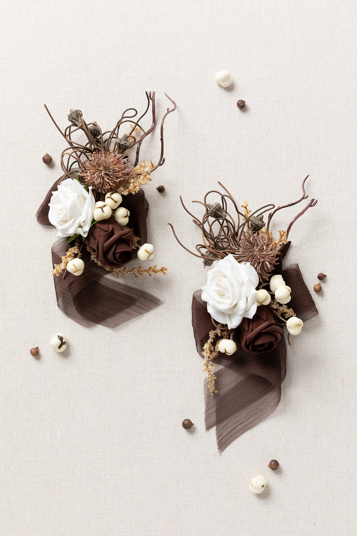 Wrist and Shoulder Corsages in Beige Raw Serenity | Clearance - Image 2