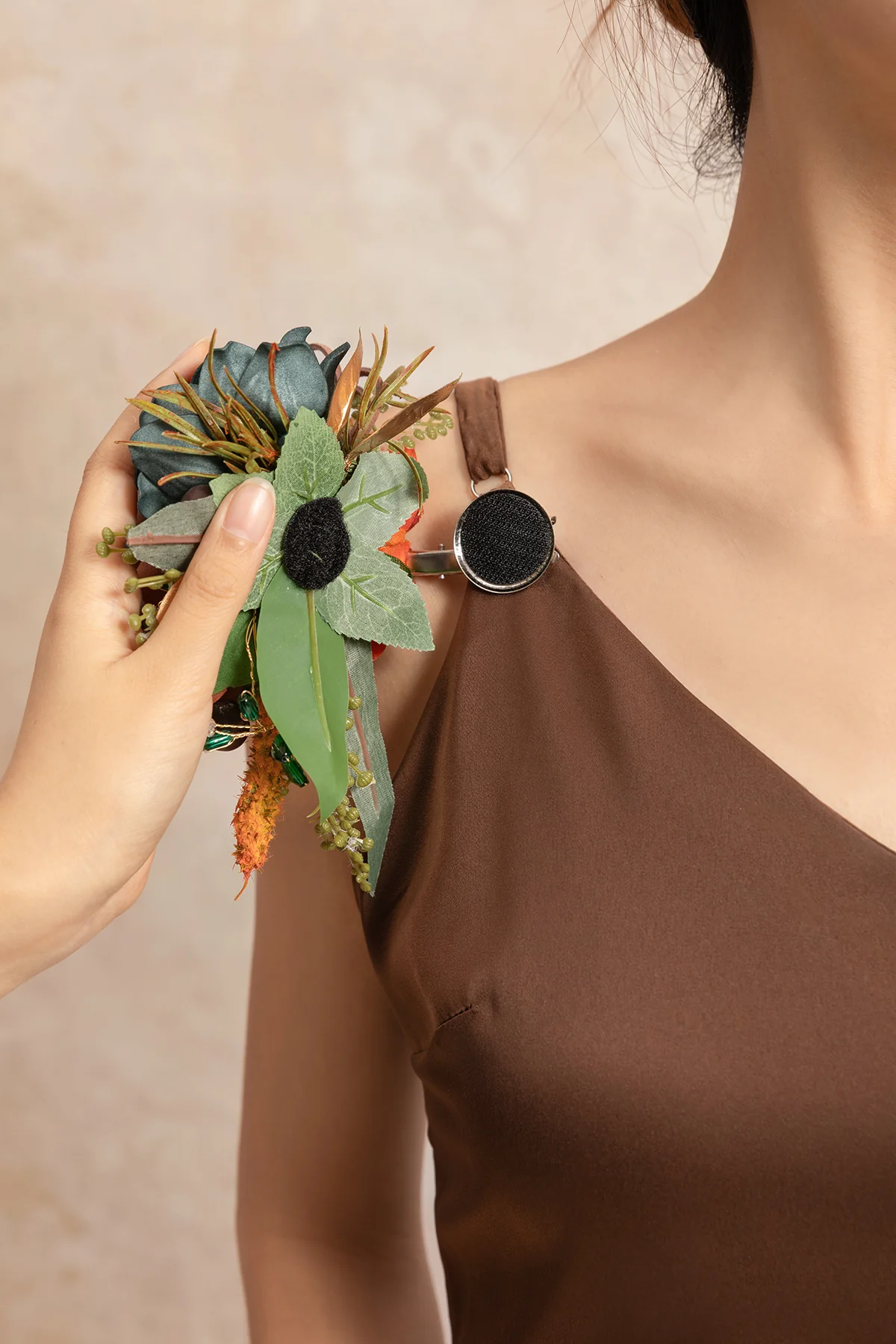 Wrist and Shoulder Corsages in Dark Teal & Burnt Orange (Set of 2) - Image 3