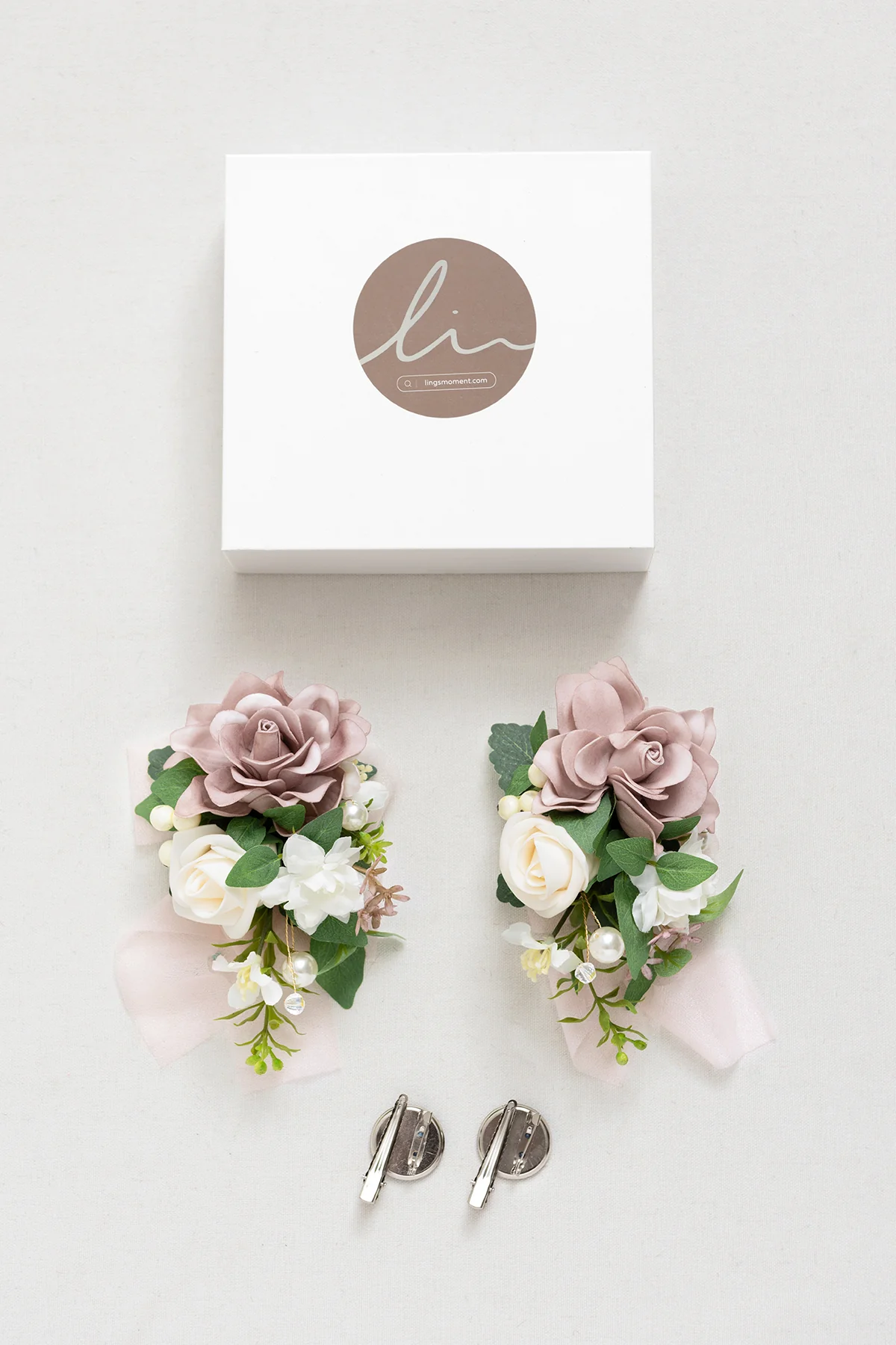 Wrist and Shoulder Corsages in Dusty Rose & Cream - Image 8