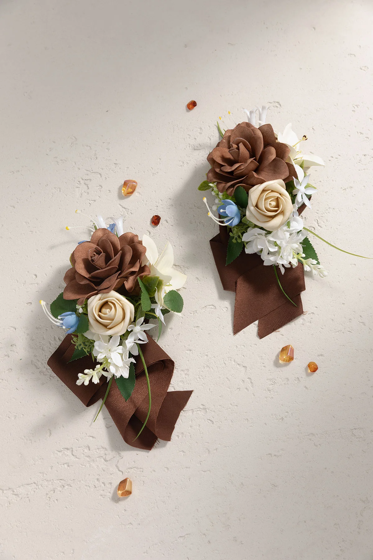 Wrist and Shoulder Corsages in Earth Brown & Tawny Beige | Clearance - Image 2