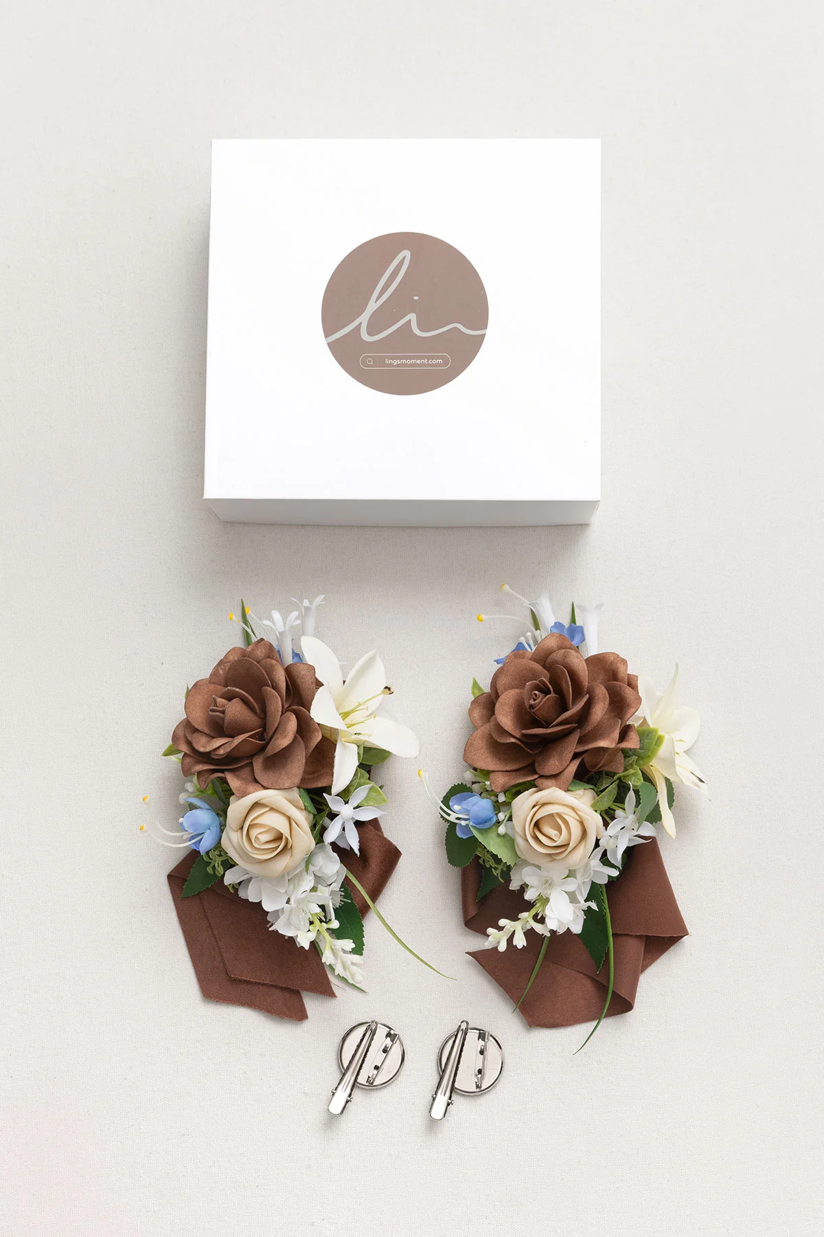 Wrist and Shoulder Corsages in Earth Brown & Tawny Beige | Clearance - Image 6