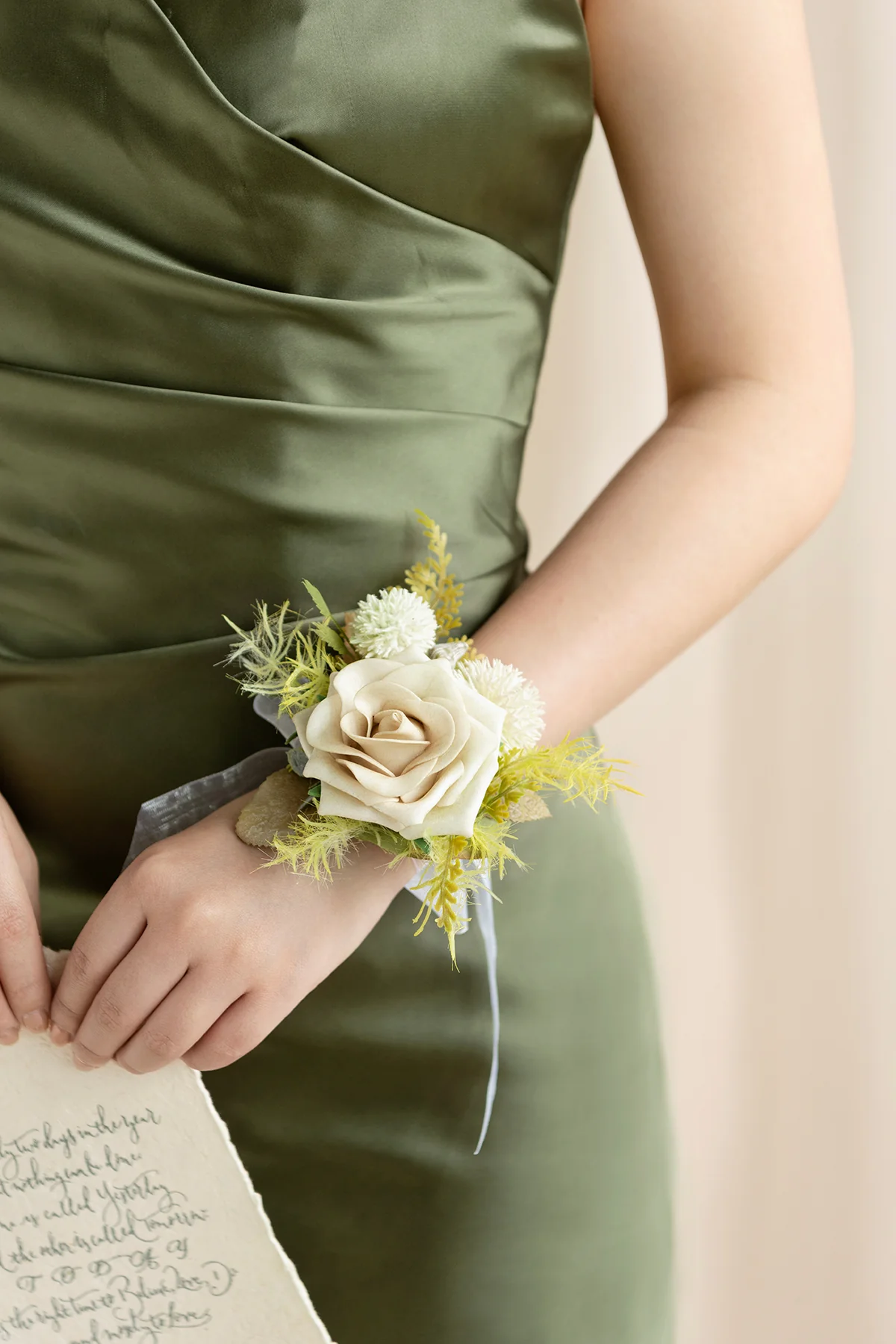 Wrist Corsages in Emerald & Tawny Beige | Clearance - Image 5