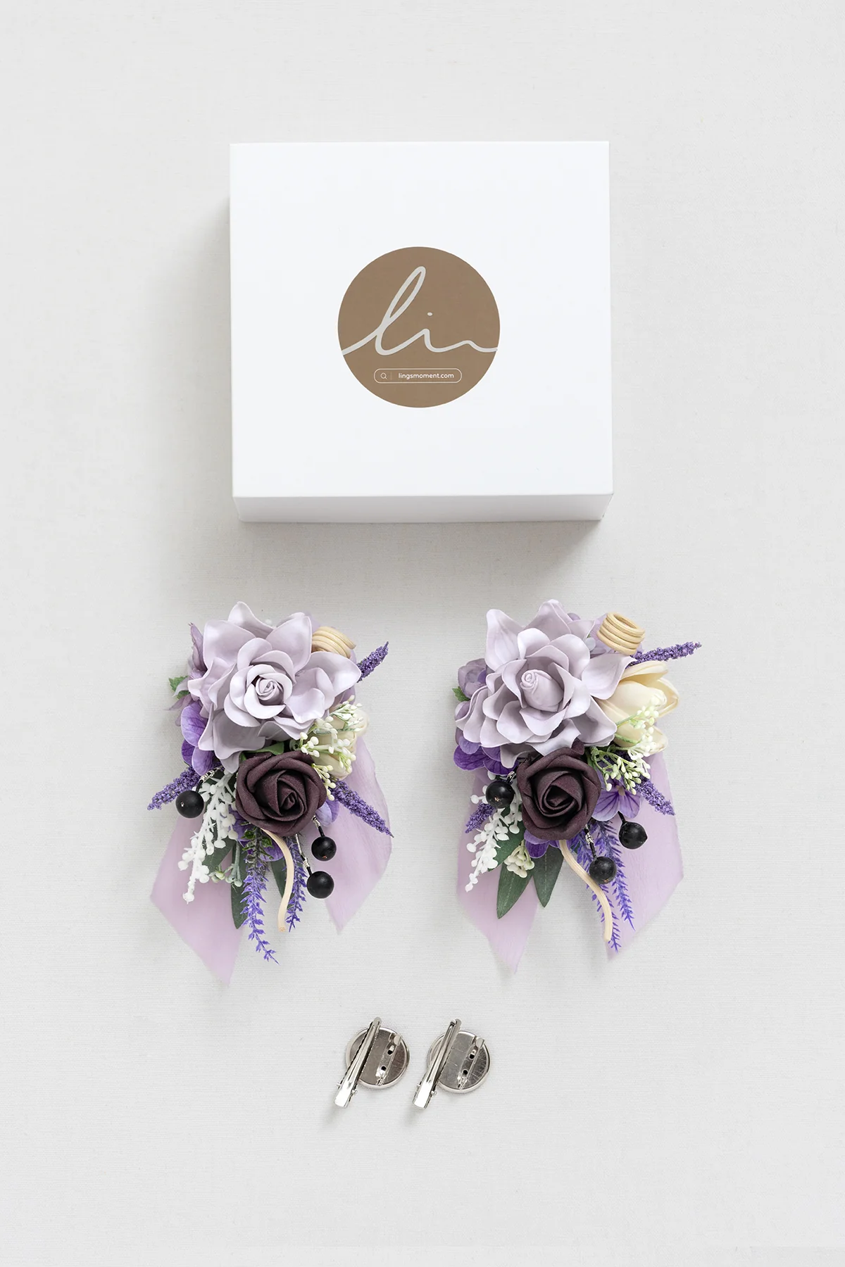 Wrist and Shoulder Corsages in French Lavender & Plum - Image 7