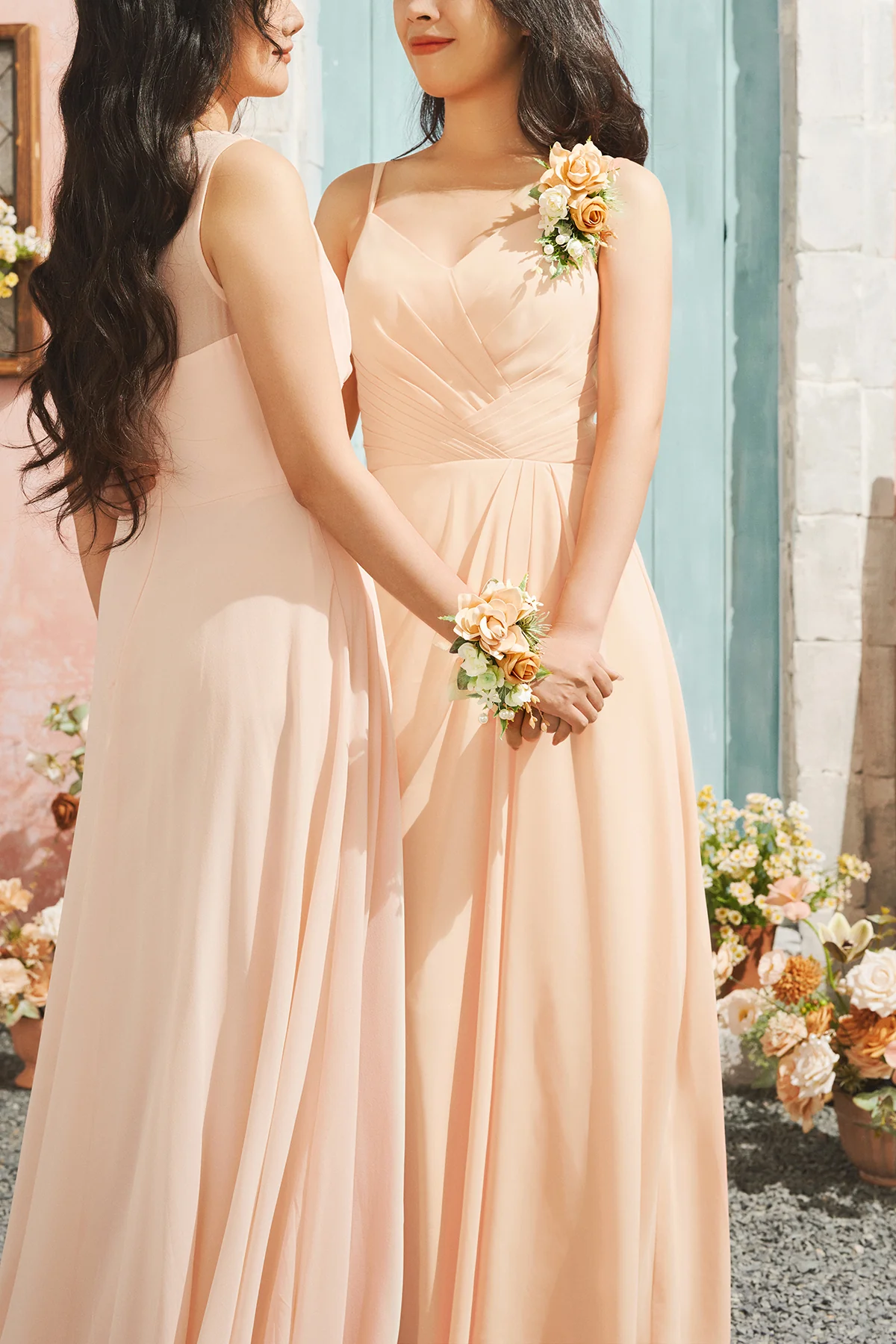 Wrist and Shoulder Corsages in Sunny Peach & Apricot | Clearance - Image 4