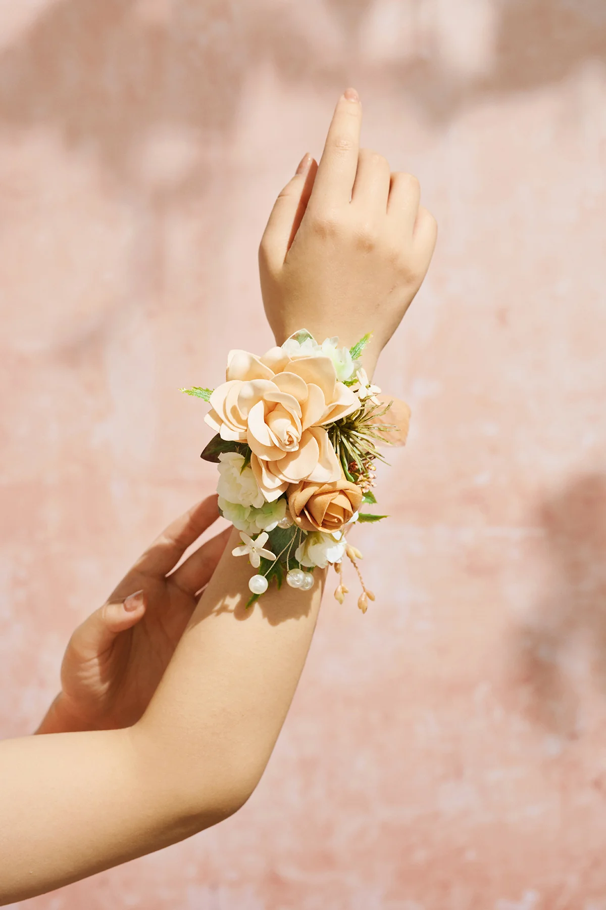 Wrist and Shoulder Corsages in Sunny Peach & Apricot | Clearance - Image 7