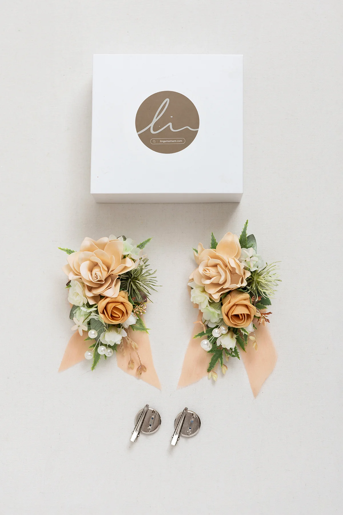 Wrist and Shoulder Corsages in Sunny Peach & Apricot | Clearance - Image 8