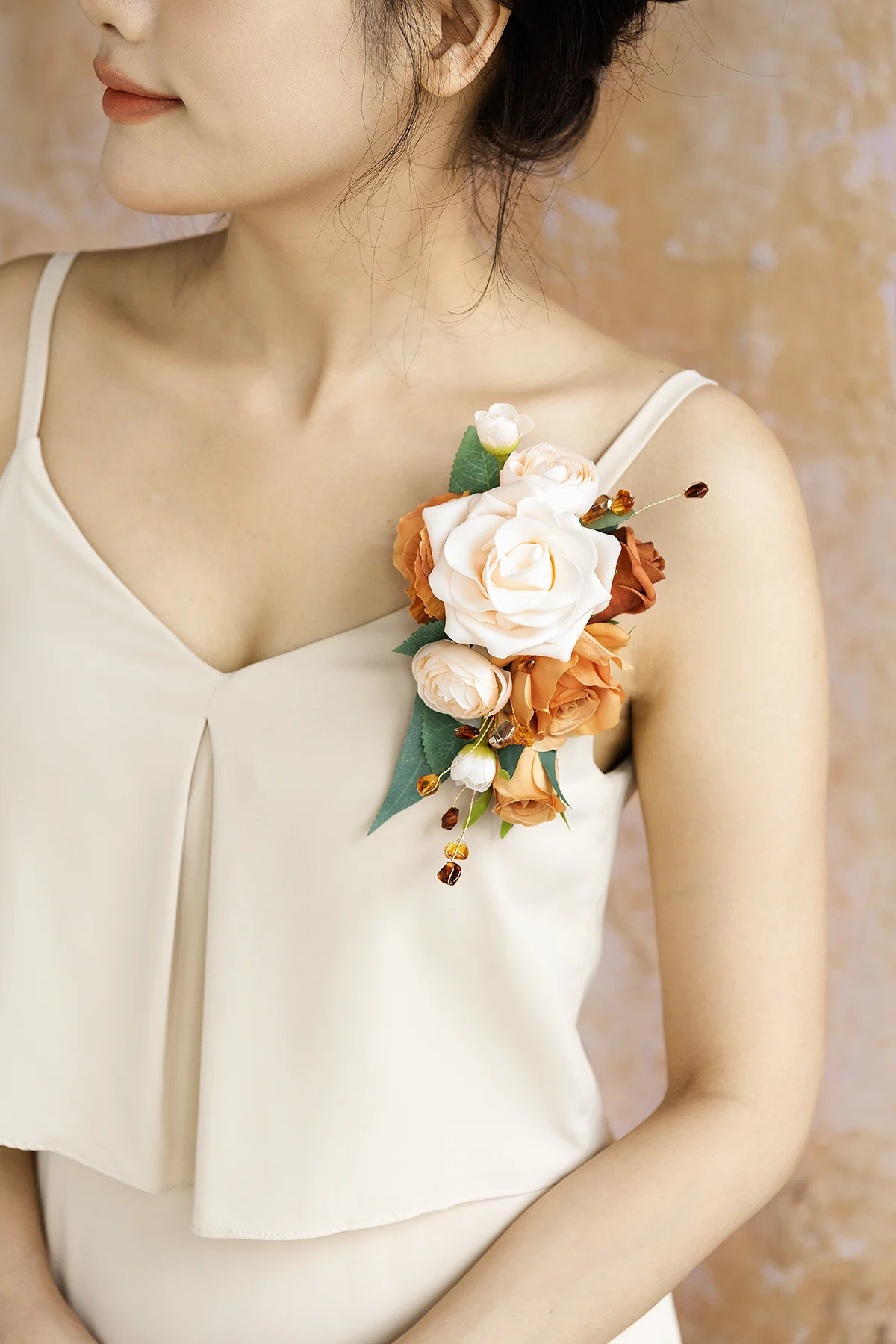 Wrist and Shoulder Corsages in Sunset Terracotta - Image 2
