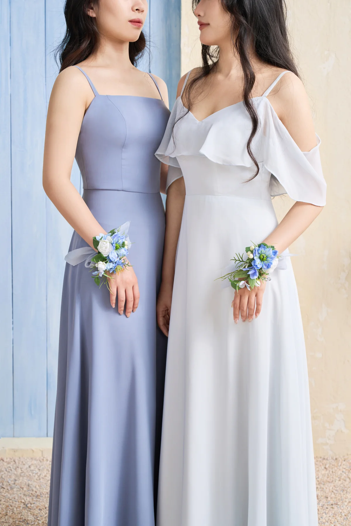 Wrist and Shoulder Corsages in Timeless French Blue & White | Clearance - Image 4