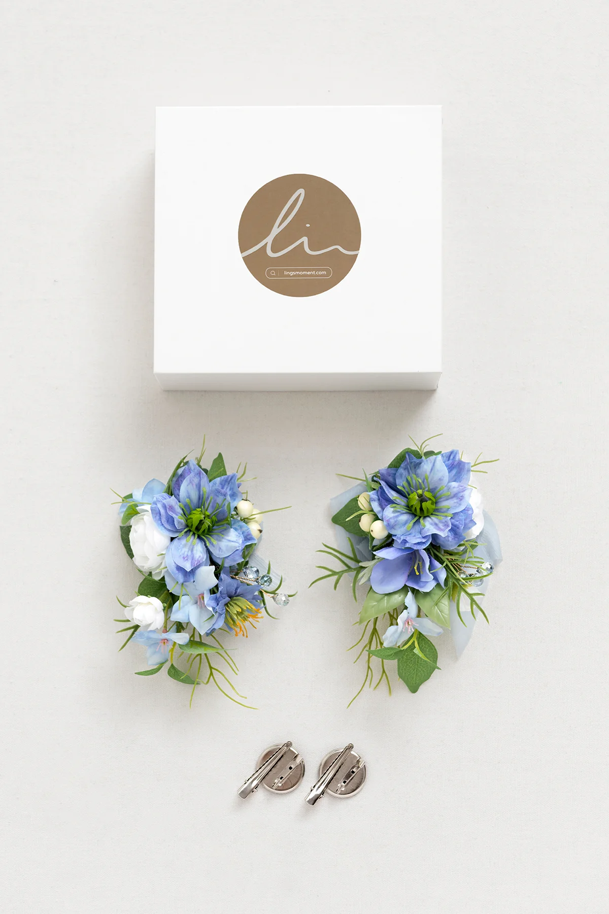 Wrist and Shoulder Corsages in Timeless French Blue & White | Clearance - Image 7