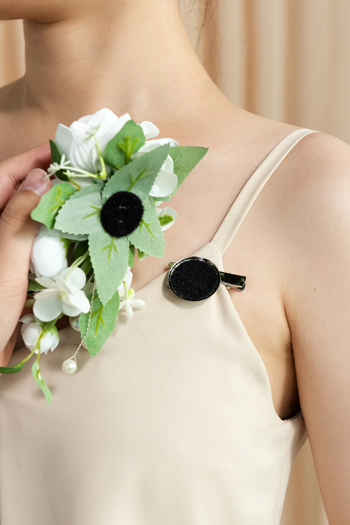 Wrist and Shoulder Corsages in White & Sage - Image 7