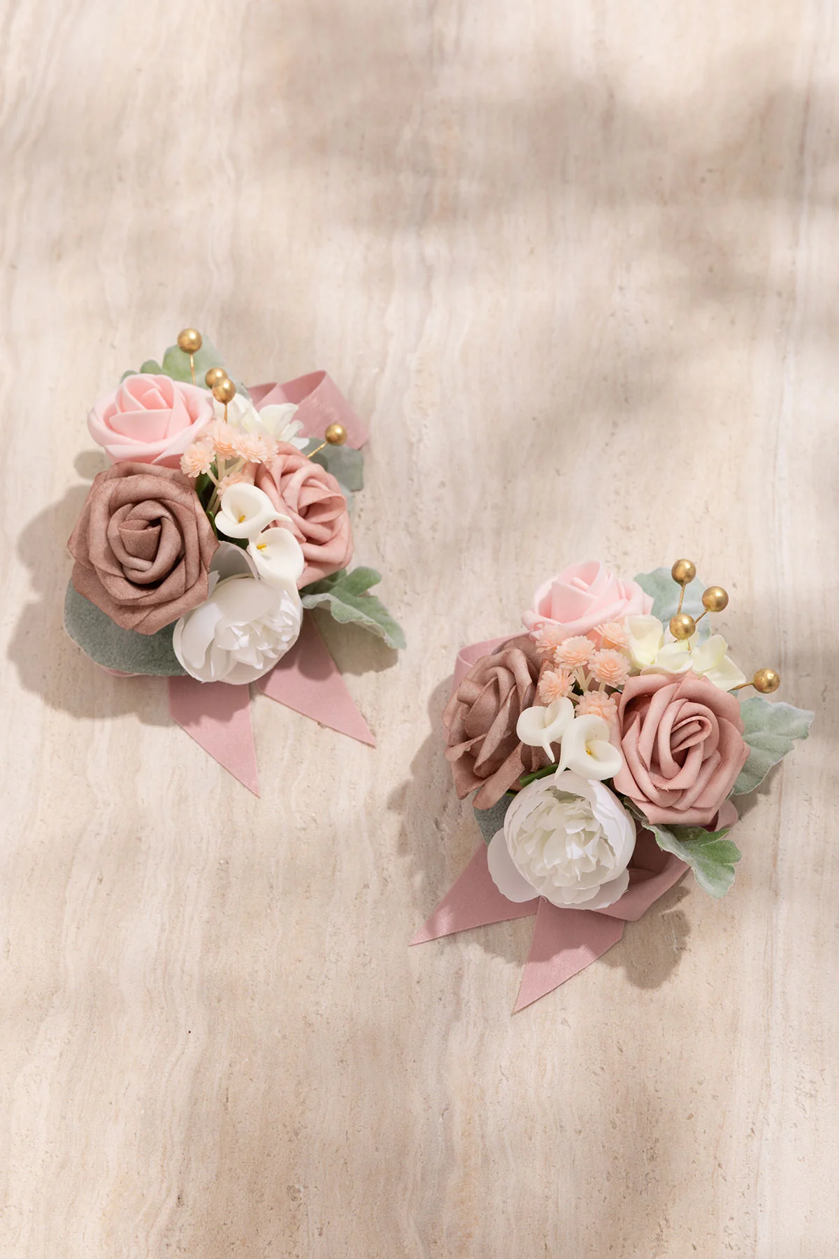 Wrist Corsages in Dusty Rose & Cream (Set of 2) - Image 2