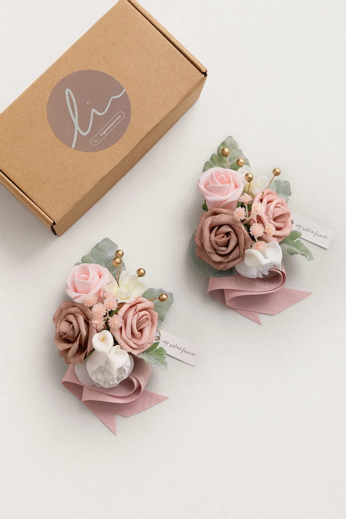 Wrist Corsages in Dusty Rose & Cream (Set of 2) - Image 4