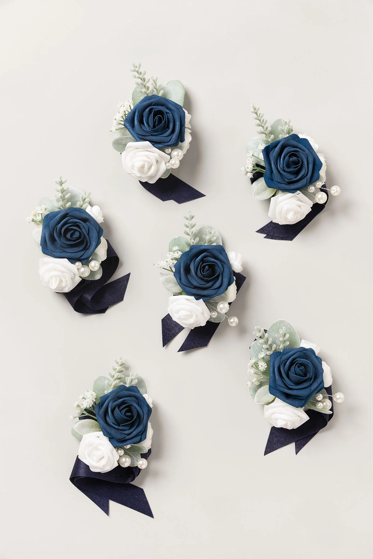Wrist Corsages in Dusty Rose & Navy