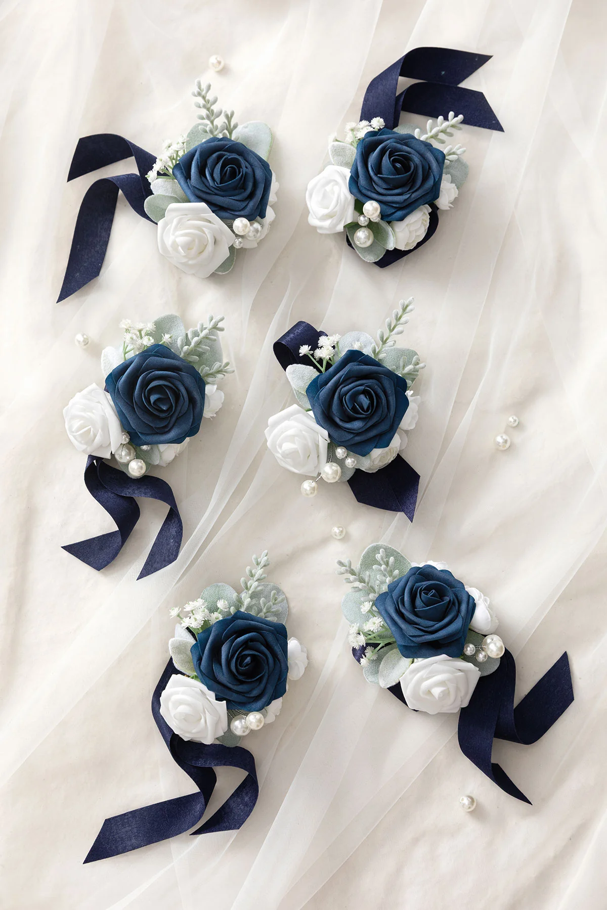 Wrist Corsages in Dusty Rose & Navy - Image 2
