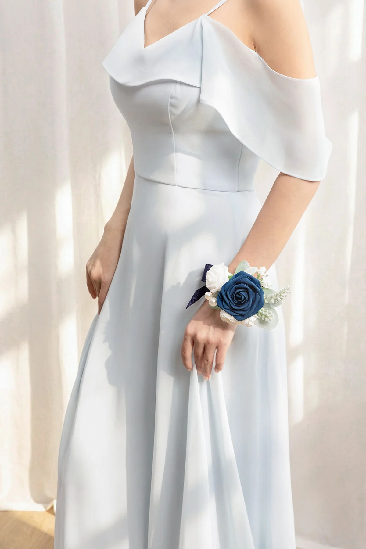 Wrist Corsages in Dusty Rose & Navy - Image 3