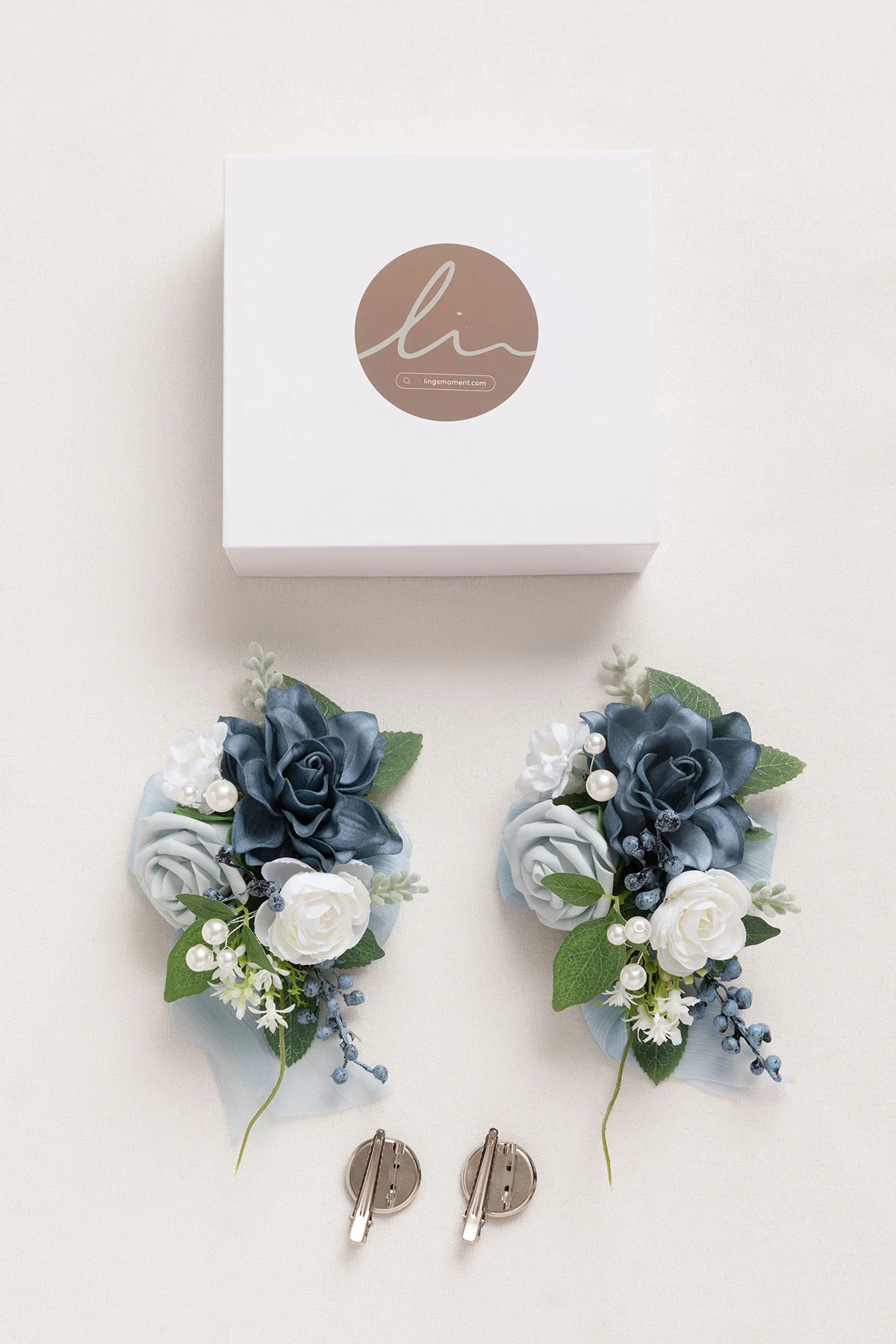Wrist Corsages in Dutch Blue & White (Set of 2) - Image 5