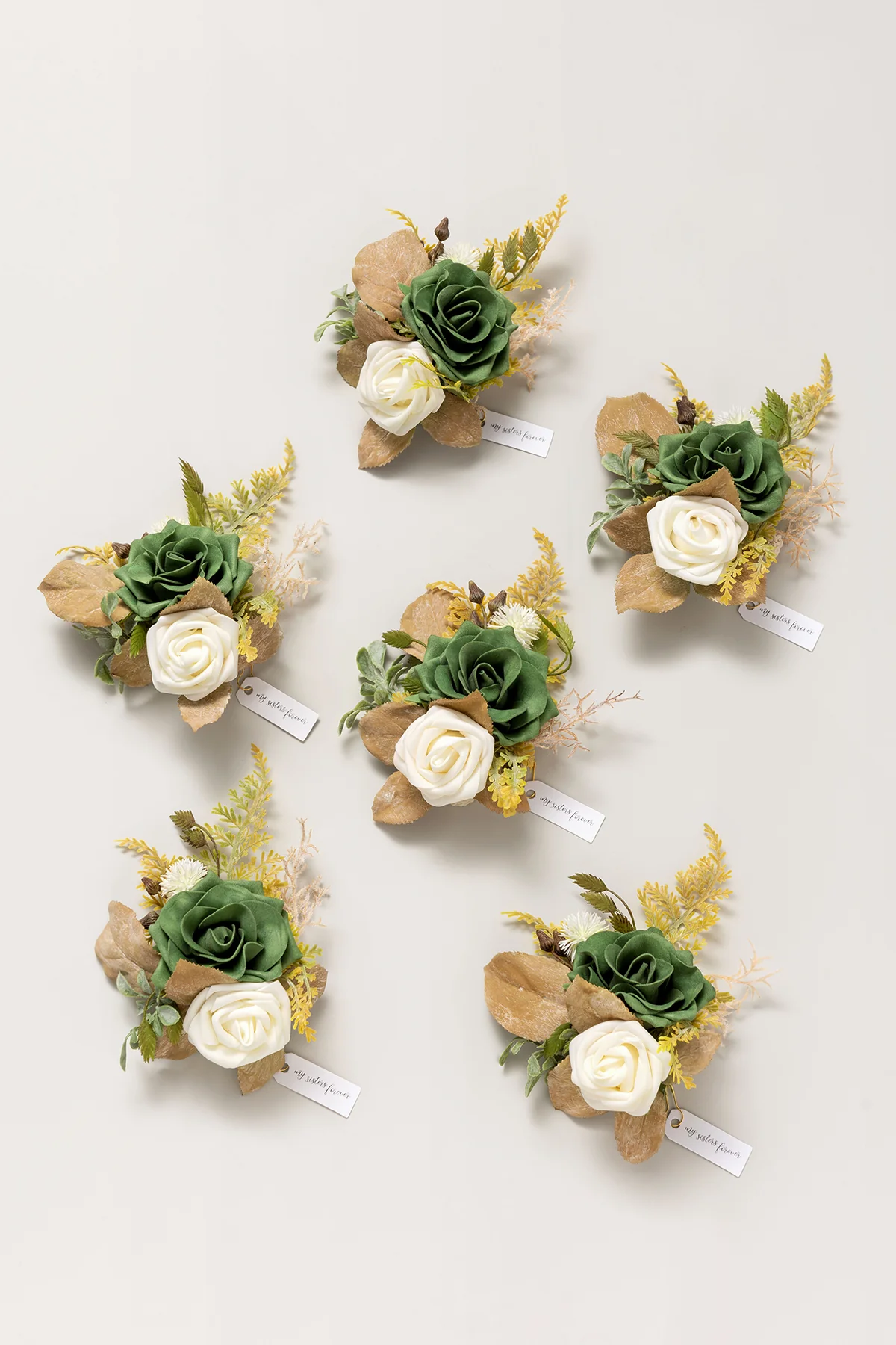 Wrist Corsages in Emerald & Tawny Beige | Clearance