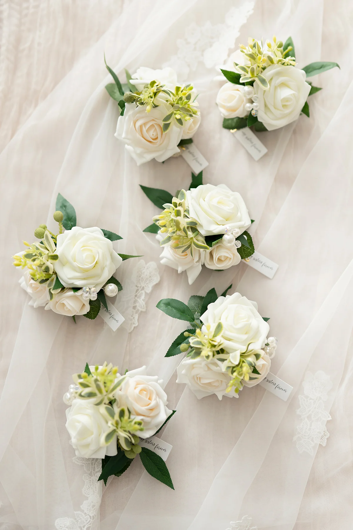 Wrist Corsages in Ivory & Cream - Image 2