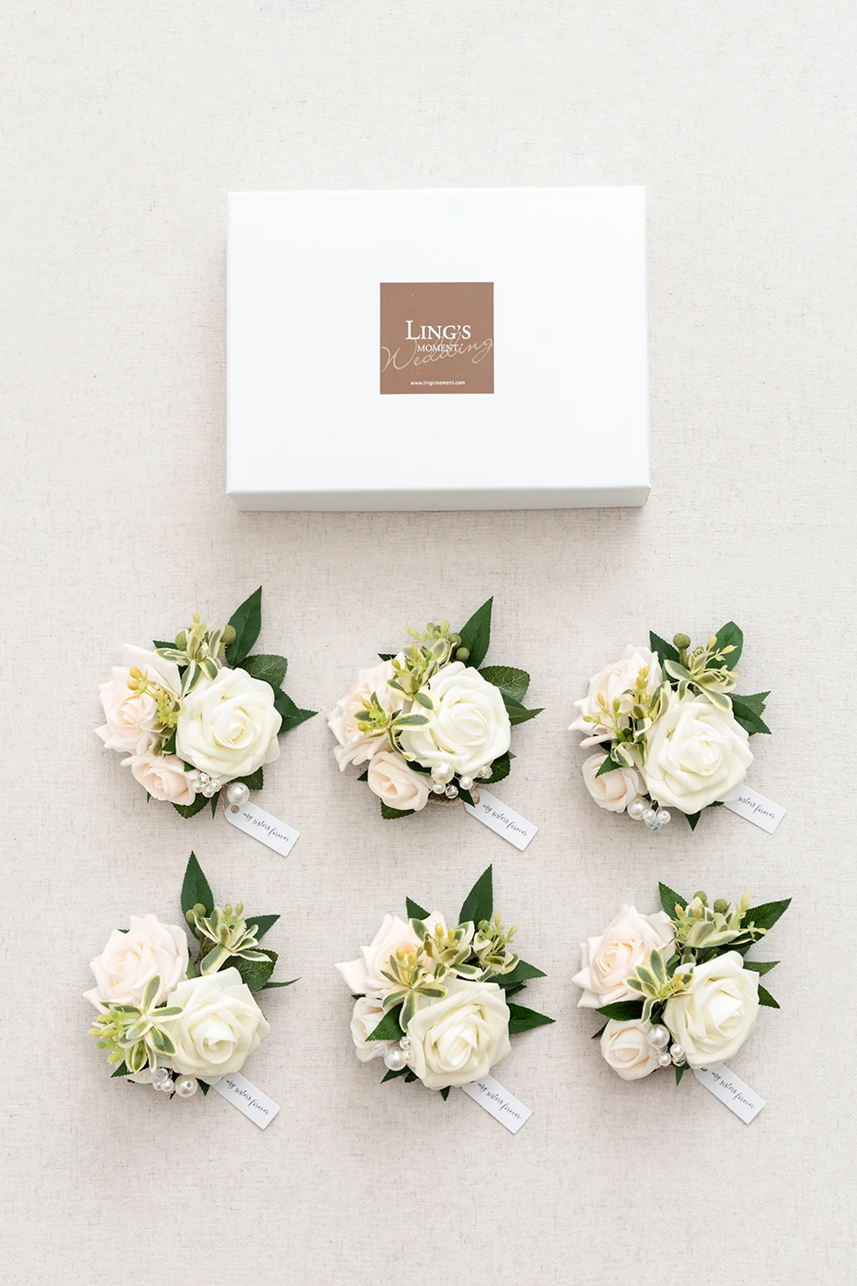 Wrist Corsages in Ivory & Cream - Image 6