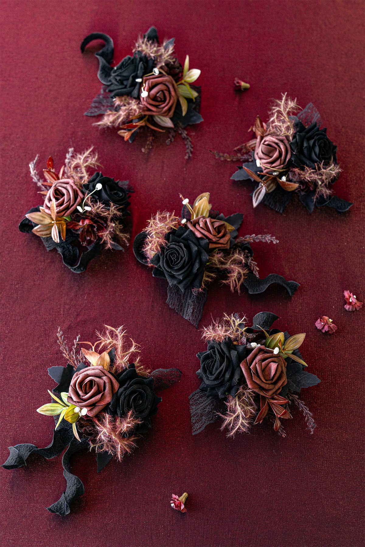 Wrist Corsages in Moody Burgundy & Black | Clearance - Image 4