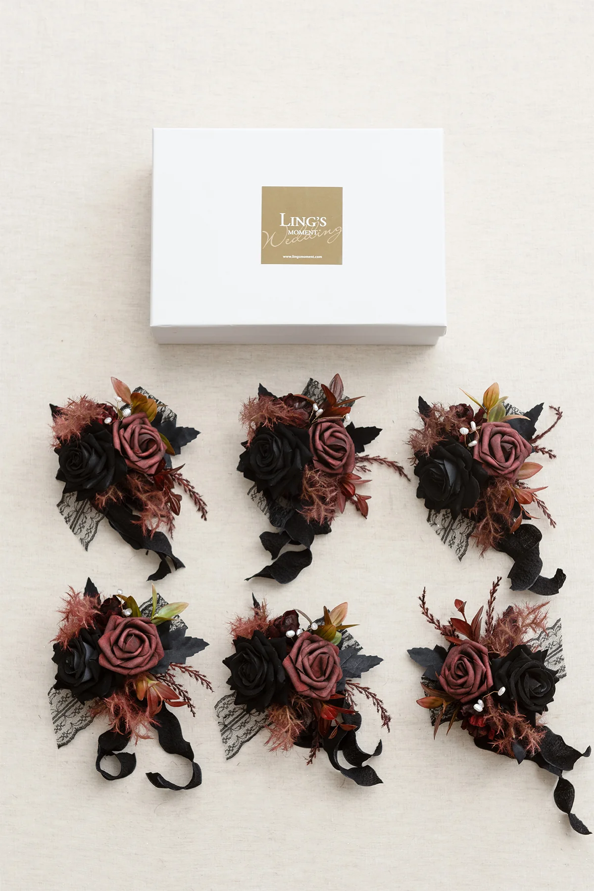 Wrist Corsages in Moody Burgundy & Black | Clearance - Image 6