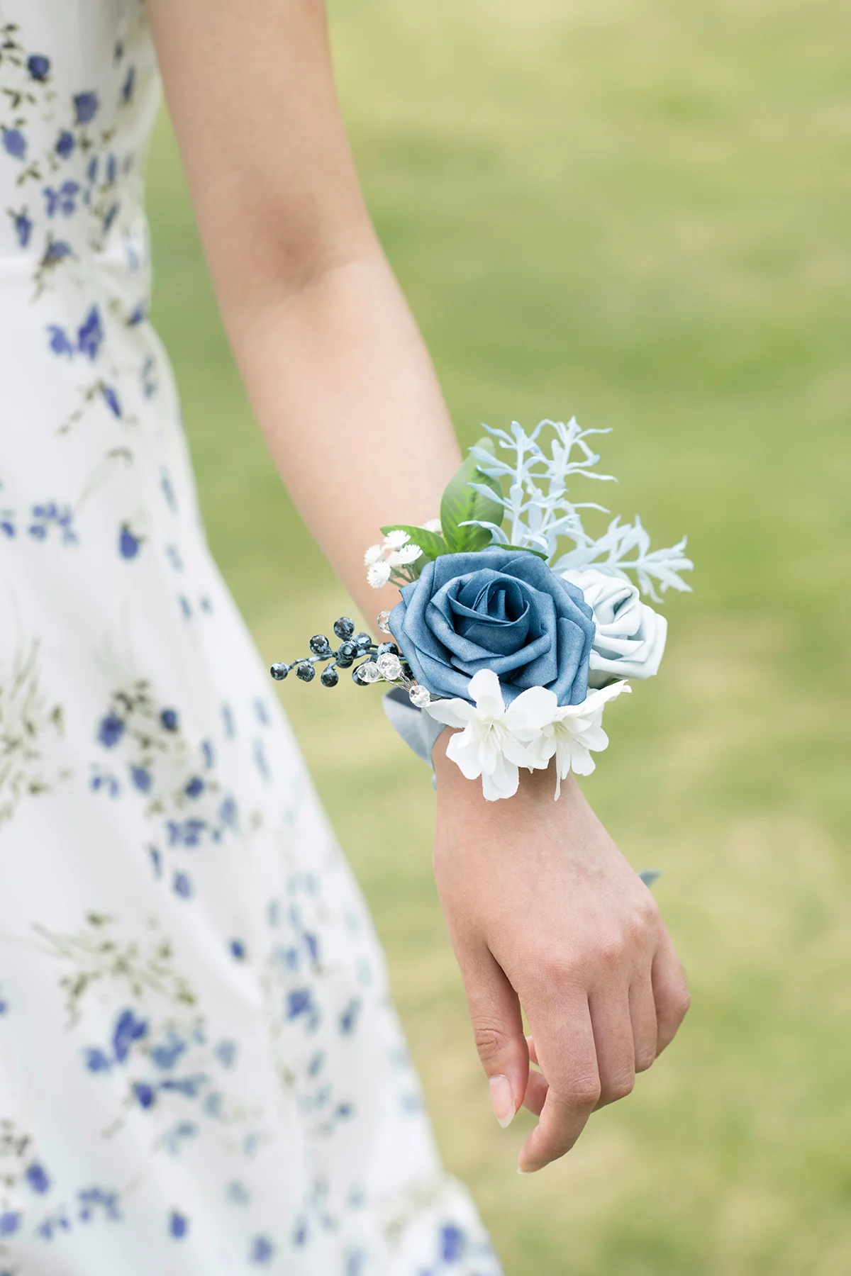 Wrist Corsages in Romantic Dusty Blue - Image 5