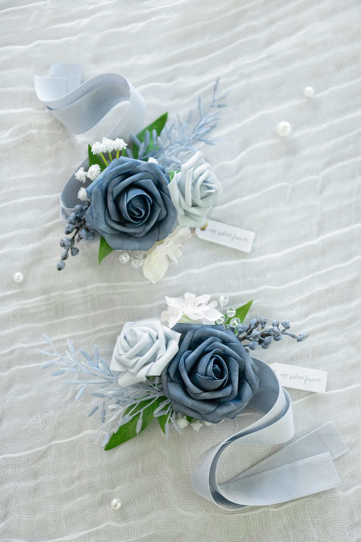 Wrist Corsages in Romantic Dusty Blue - Image 8