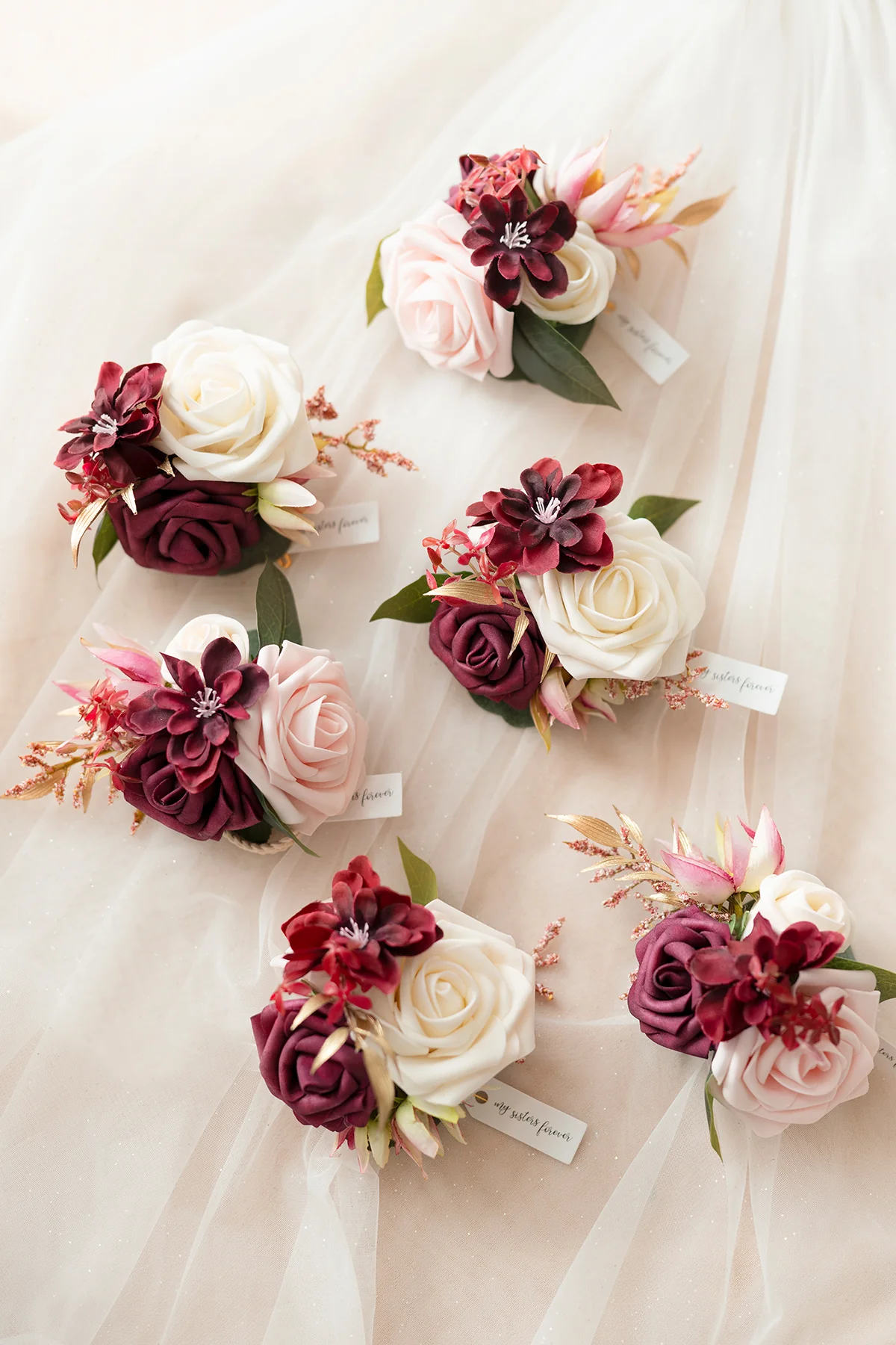 Wrist Corsages in Romantic Marsala (Set of 6) - Image 5