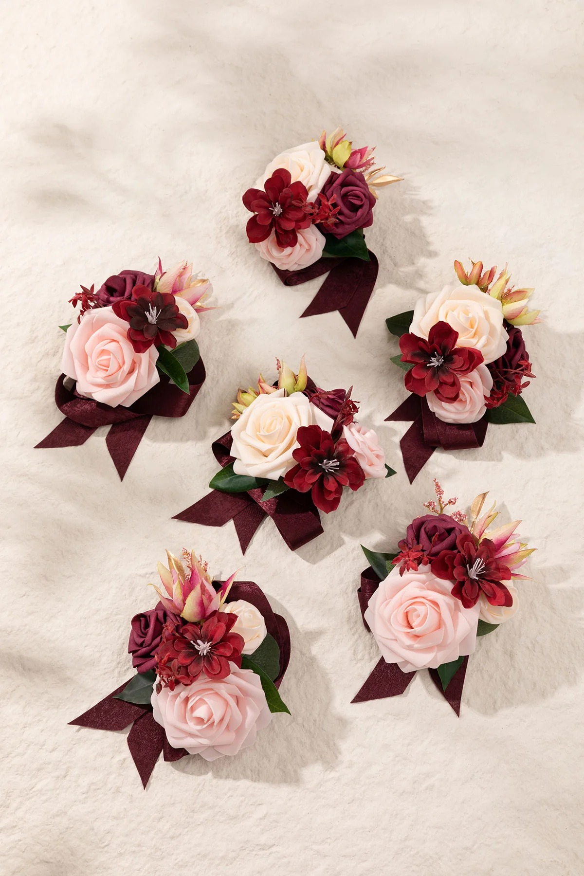 Wrist Corsages in Romantic Marsala (Set of 6) - Image 8