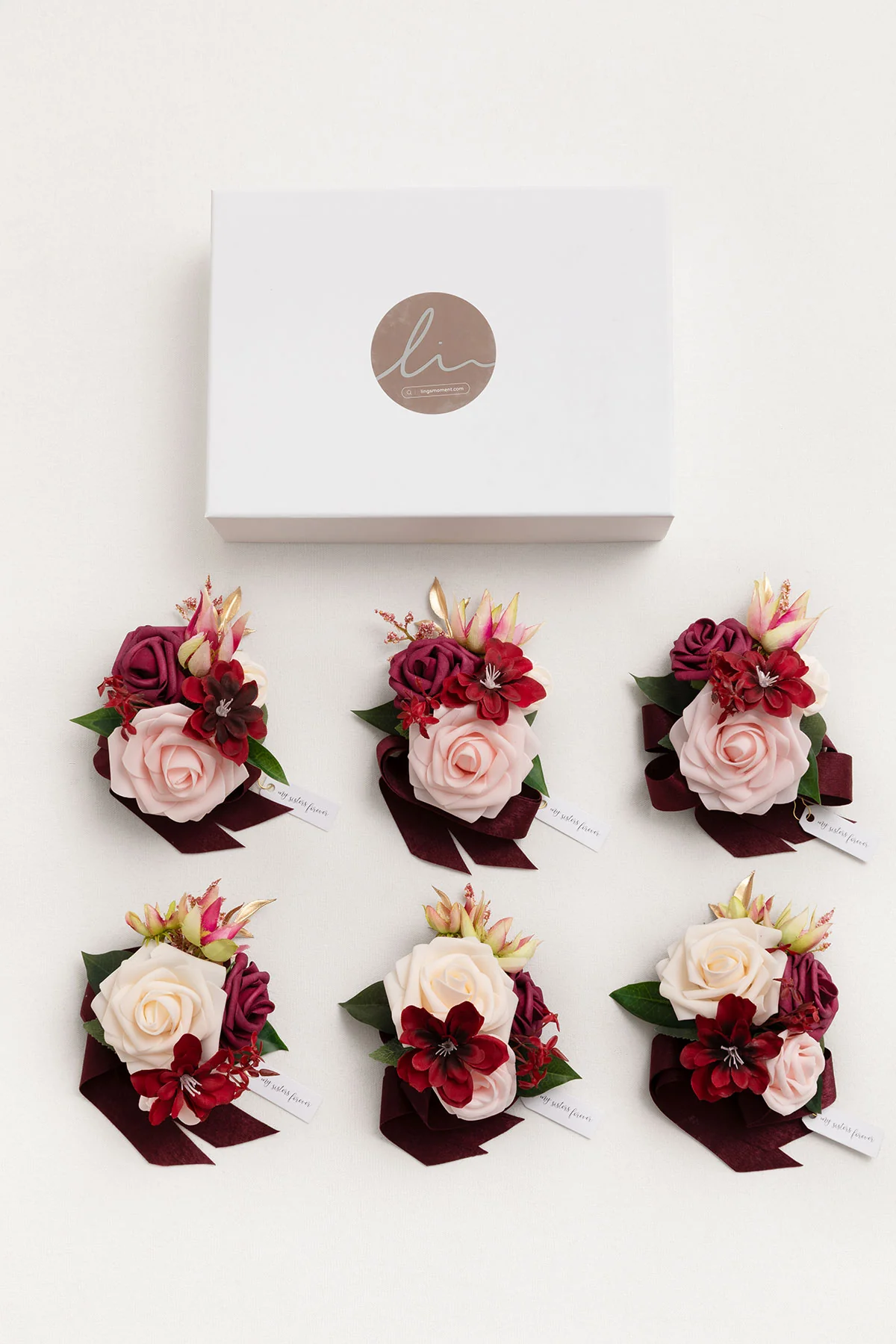 Wrist Corsages in Romantic Marsala (Set of 6) - Image 9