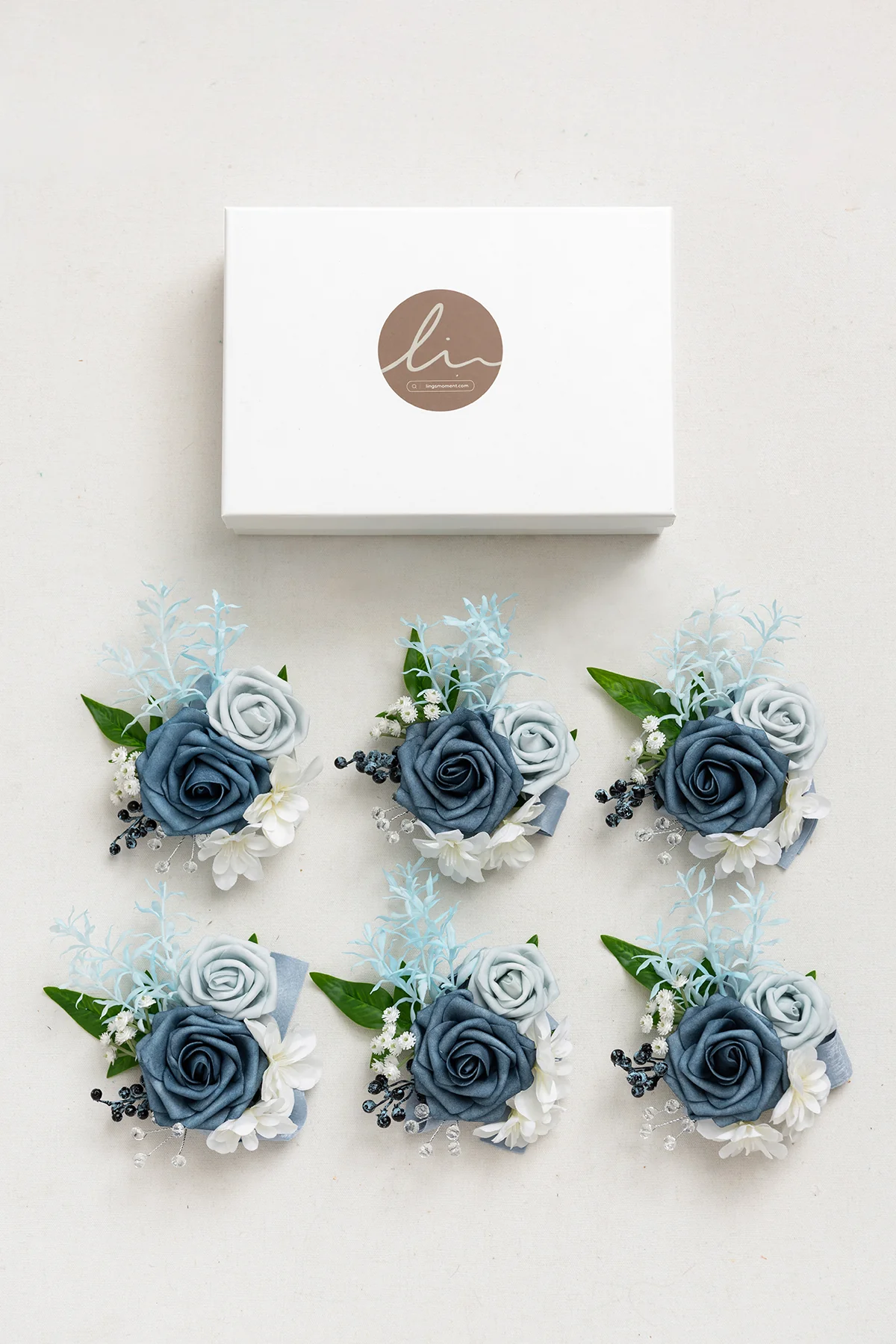 Wrist Corsages in Romantic Dusty Blue - Image 6