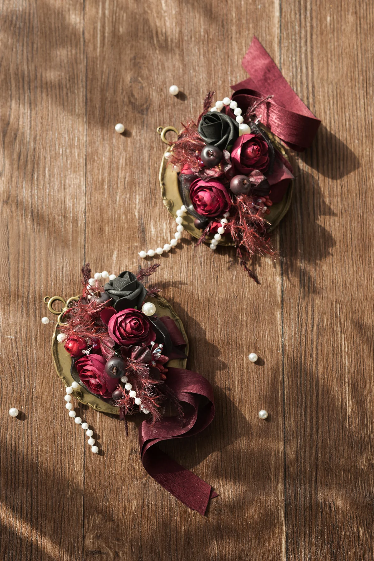 Wrist Corsages & Shoulder Corsages in Black & Burgundy | Clearance - Image 2