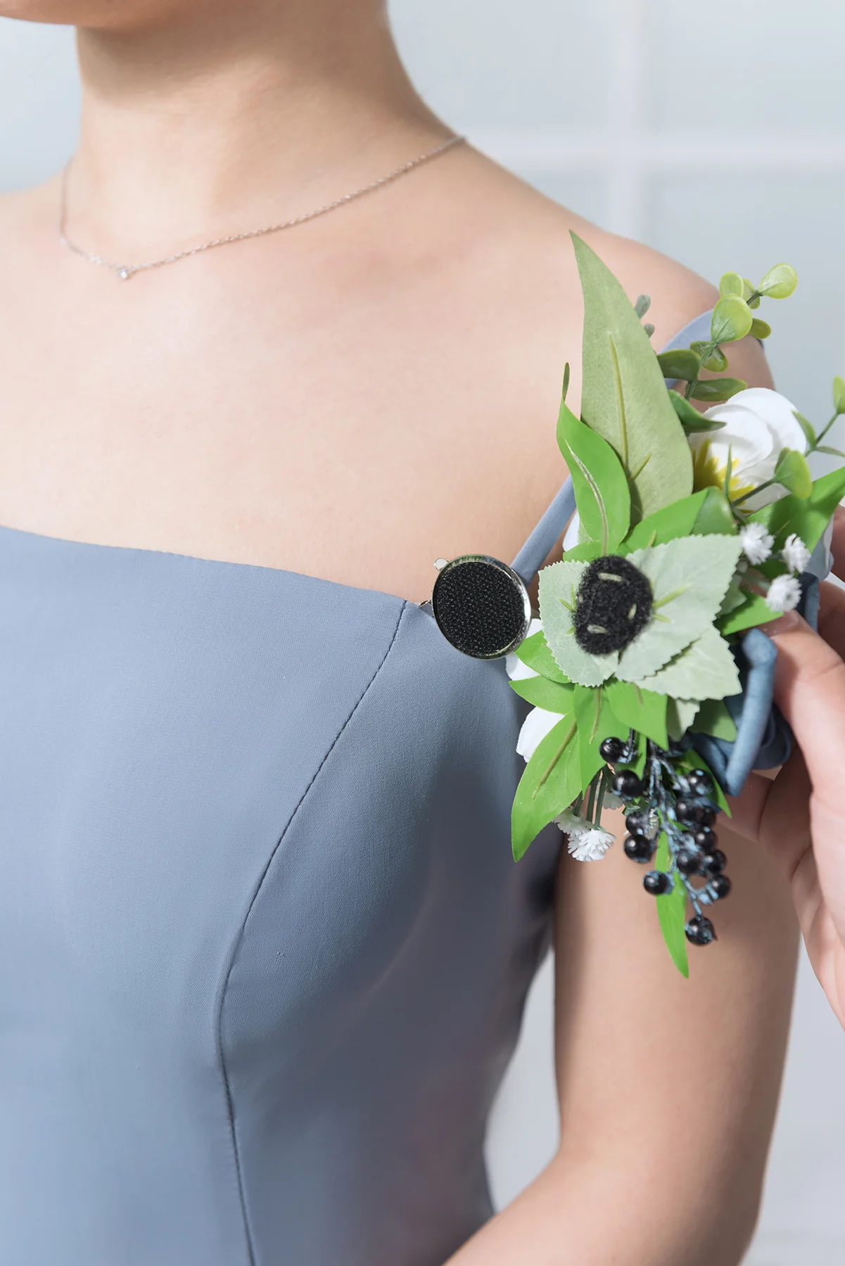 Wrist Corsages & Shoulder Corsages in Dusty Blue & Powder Blue - Image 6