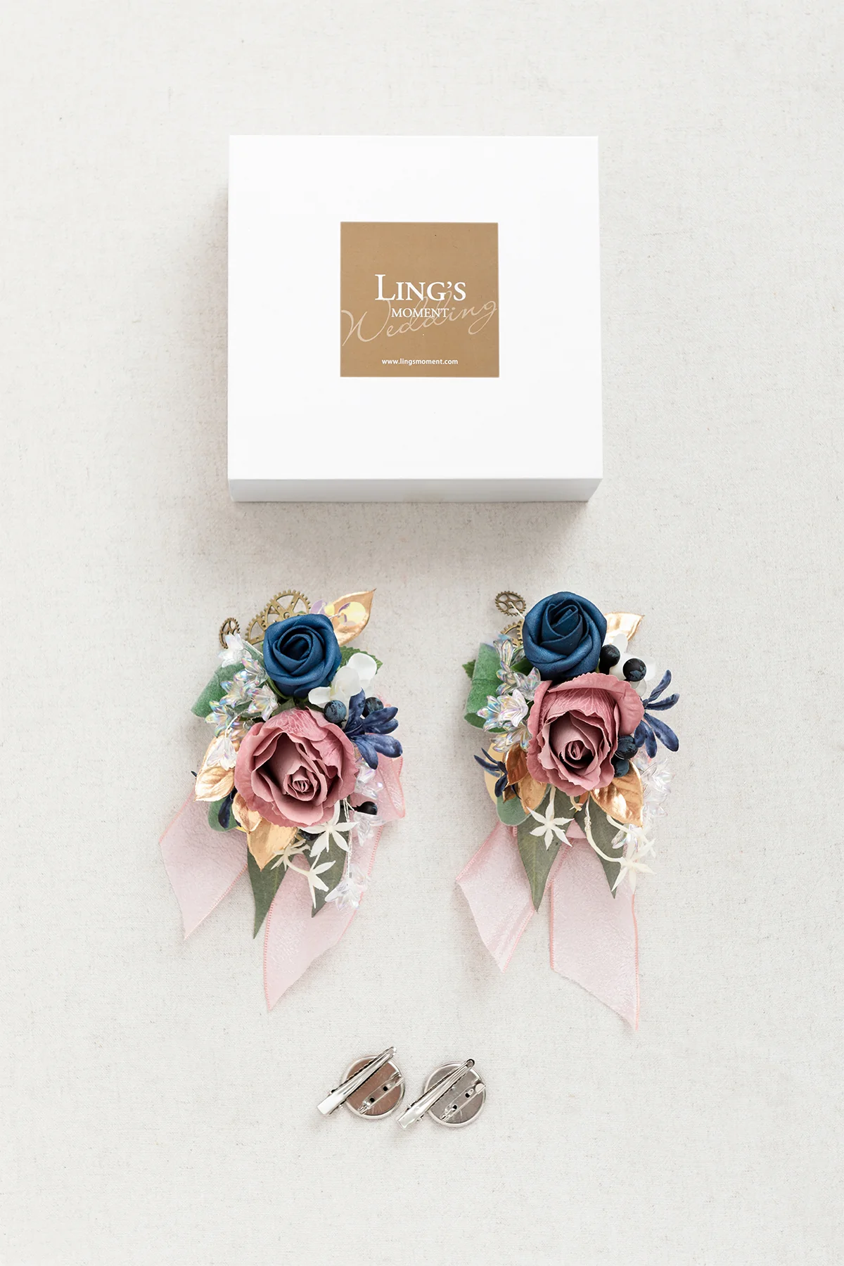 Flash Sale | Wrist Corsages & Shoulder Corsages in Dusty Rose & Navy Blue - Image 10